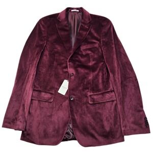 Alfani Slim Fit Velvet Sport Coat‎ Mens 38L 38 Burgundy Red NEW
